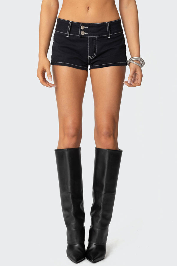 Edikted Yazi Star Micro Shorts Black