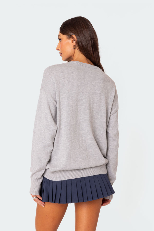 Edikted You Time Oversized Sweater Gray Melange