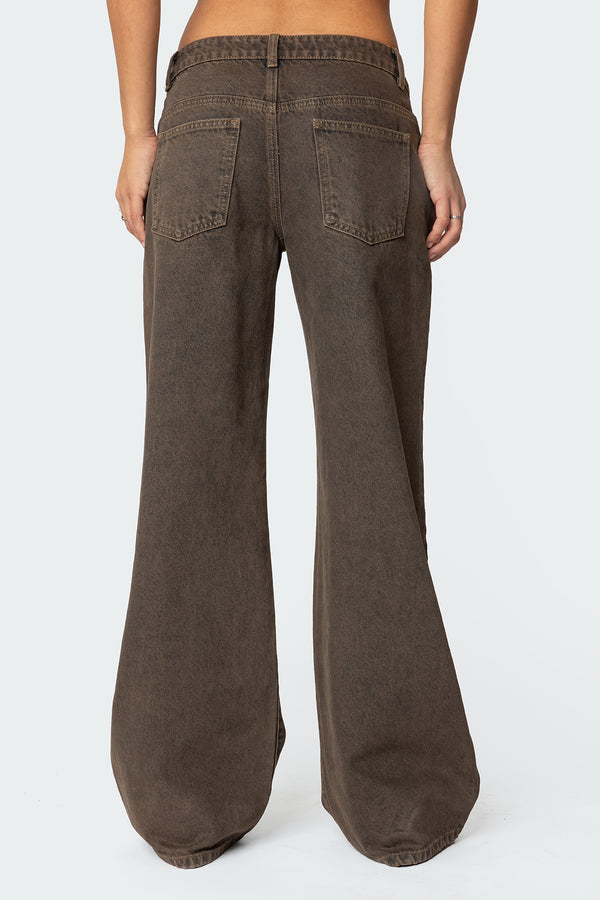 Edikted Zahra Mud Wash Low Rise Jeans Brown Washed