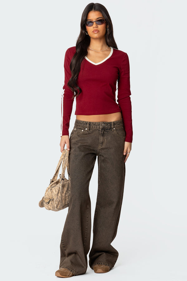edikted Zahra Mud Wash Low Rise Jeans brown washed