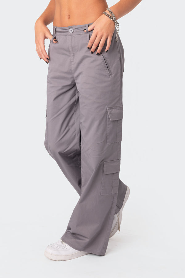 Edikted Zaria Cargo Pants Gray