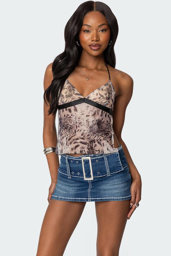 Edikted Ziena Leopard Printed Backless Top Leopard