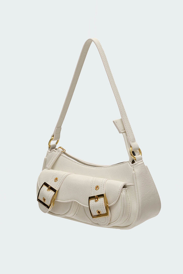 Edikted Zinnia Faux Leather Buckle Bag Cream