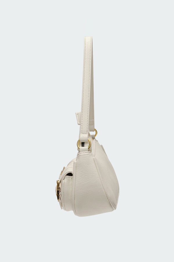 Edikted Zinnia Faux Leather Buckle Bag Cream