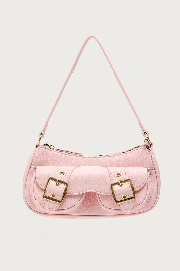 Edikted Zinnia Faux Leather Buckle Bag Pink