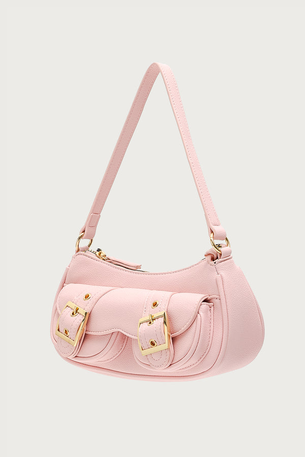 Edikted Zinnia Faux Leather Buckle Bag Pink