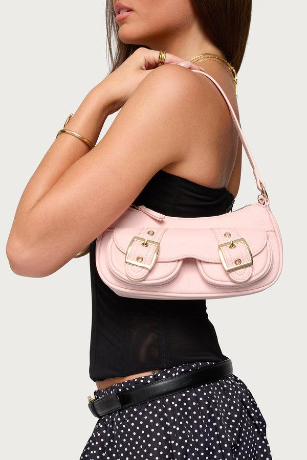 edikted Zinnia Faux Leather Buckle Bag pink