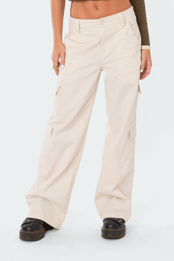 Edikted Zuri Cargo Pants Beige