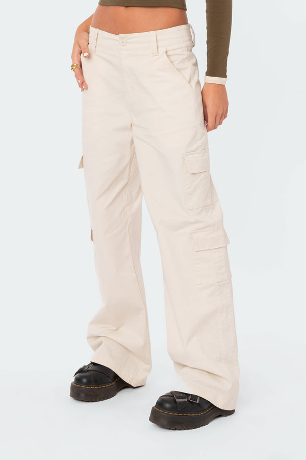 Edikted Zuri Cargo Pants Beige