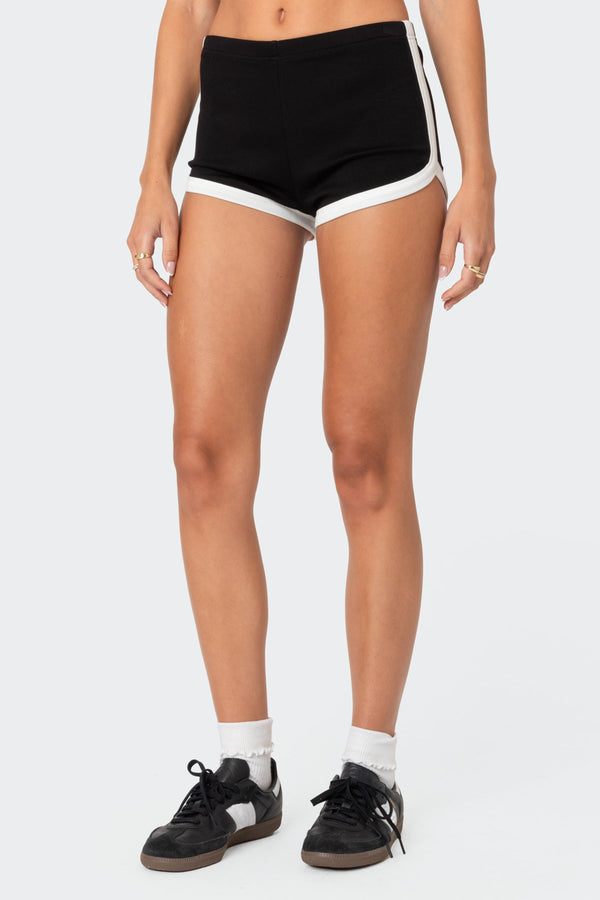 Edikted Elana Contrast Micro Shorts Black And White