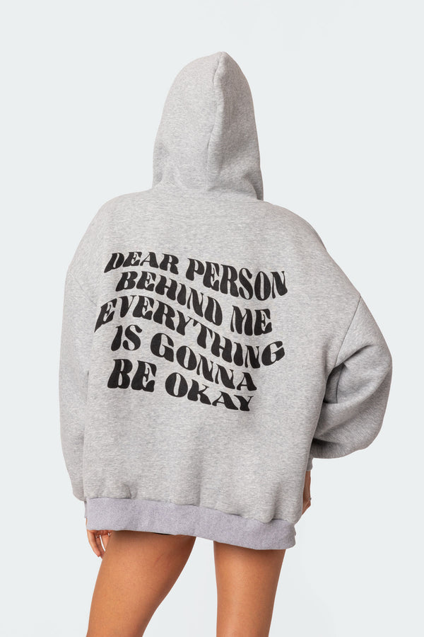 Edikted Everything'S Ok Zip Up Oversized Hoodie Gray Melange