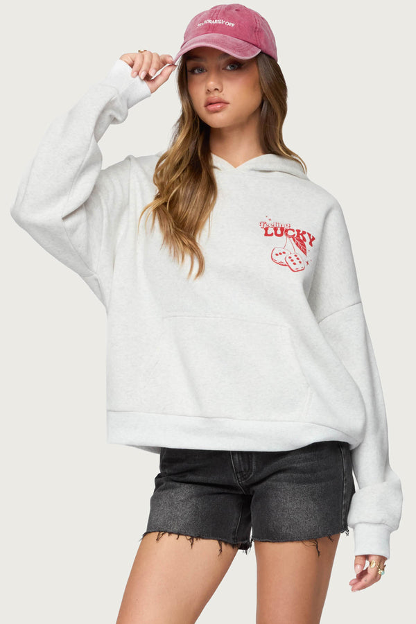 Edikted Feeling Lucky Oversized Hoodie Gray Melange