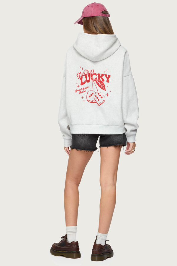 Edikted Feeling Lucky Oversized Hoodie Gray Melange