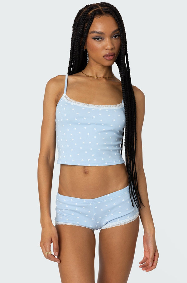 edikted Follow Ur Heart Printed Tank Top light blue