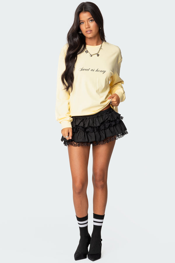 Edikted Honeybee Oversized Long Sleeve T Shirt Yellow