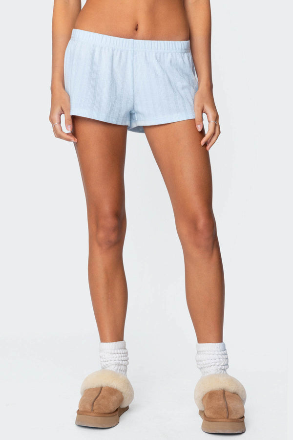 Edikted Irene Low Rise Pointelle Micro Shorts Light Blue