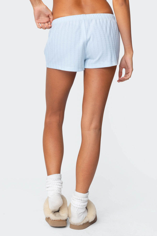 Edikted Irene Low Rise Pointelle Micro Shorts Light Blue
