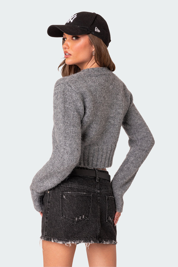 Edikted Jillian Double Zip Cardigan Dark Gray Melange