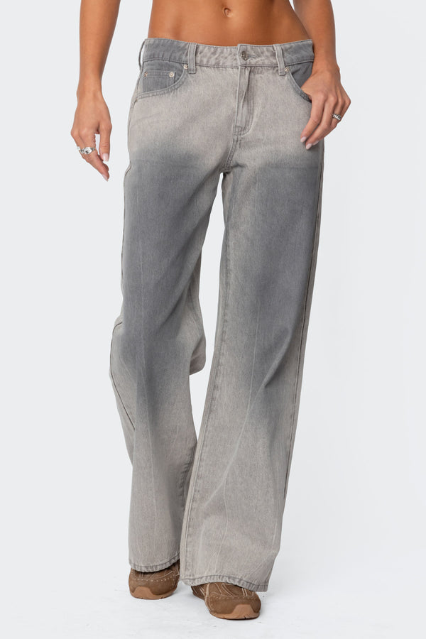 Edikted Joe Loose Fit Low Rise Washed Jeans Gray Washed