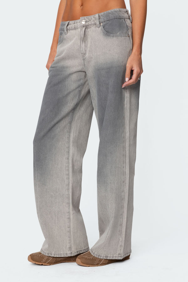 Edikted Joe Loose Fit Low Rise Washed Jeans Gray Washed