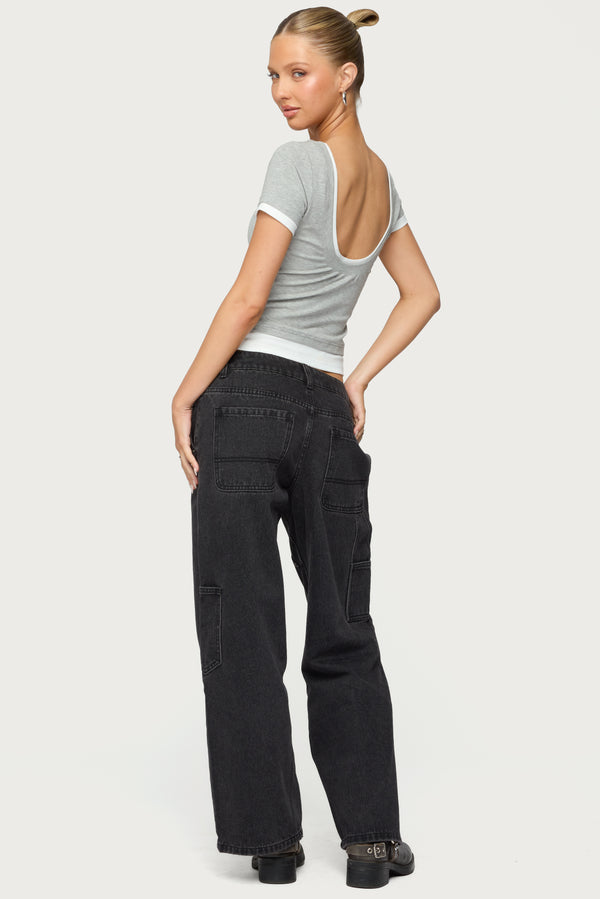 Edikted Julietta Contrast Layered T Shirt Gray Melange