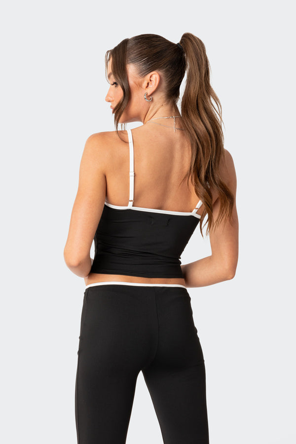 Edikted Leighton Contrast Tie Tank Top Black And White