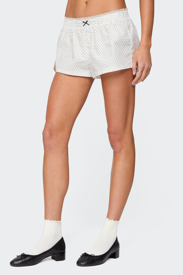 Edikted Lexa Polka Dot Boxer Shorts White And Black
