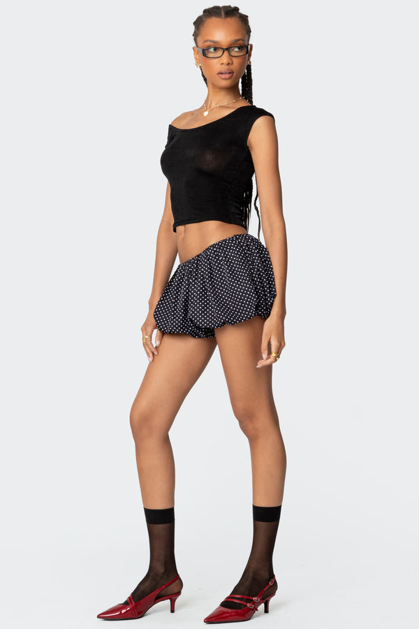 Edikted Liz Polka Dot Bubble Shorts Black And White