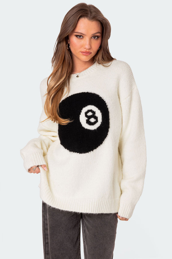 edikted Magic 8 Oversized Chunky Knit Sweater cream