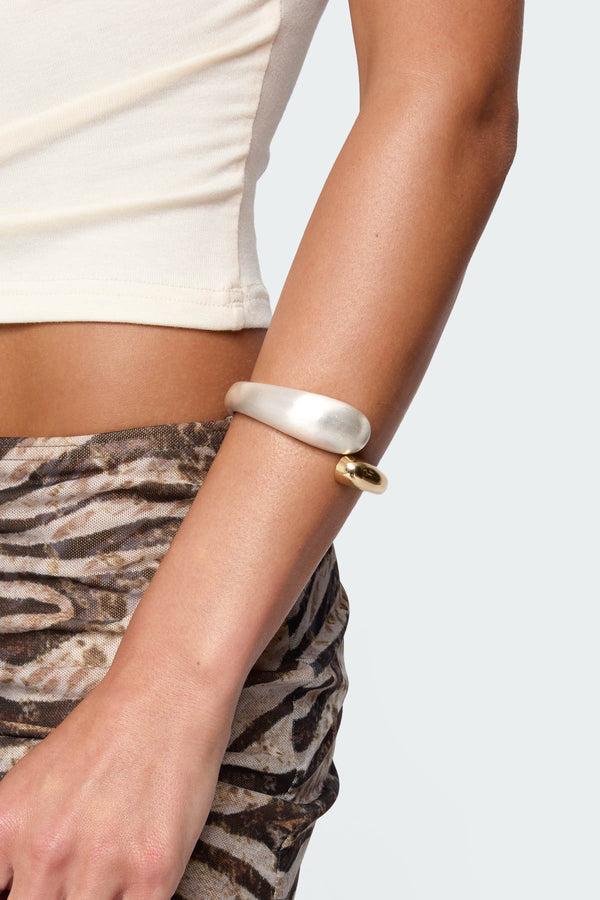 edikted Mixed Tone Wrap Cuff Bracelet gold and silver