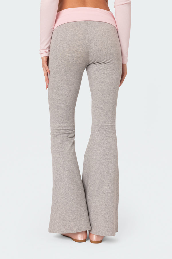 Edikted Molly Contrast Flared Leggings Gray Melange