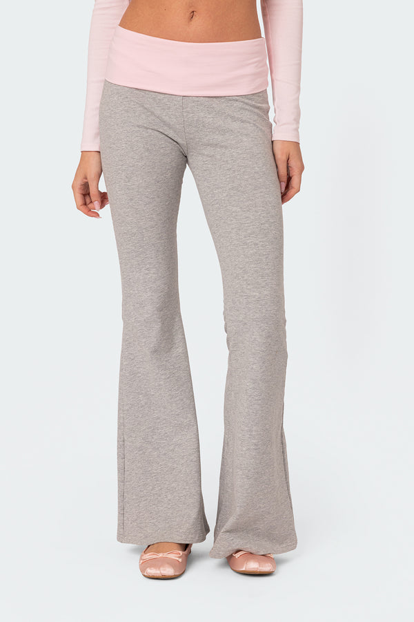 Edikted Molly Contrast Flared Leggings Gray Melange