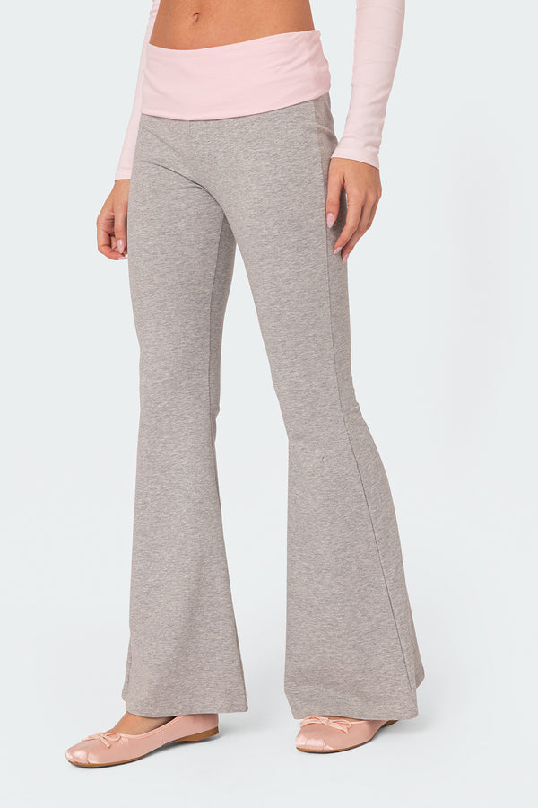 Edikted Molly Contrast Flared Leggings Gray Melange