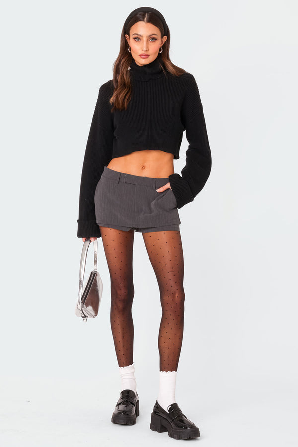 Edikted Oversized Turtle Neck Cropped Sweater Black