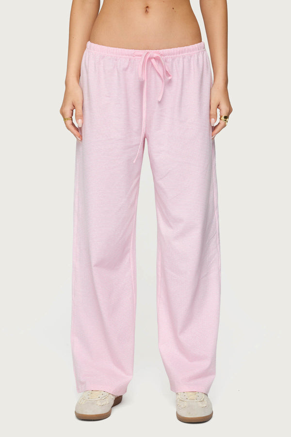 Edikted Petite Olivia Striped Loose Fit Pants Light Pink
