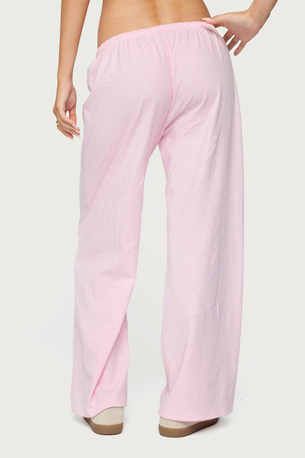 Edikted Petite Olivia Striped Loose Fit Pants Light Pink