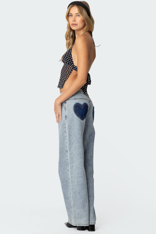 Edikted Polka Dot Backless Chiffon Top Black And White