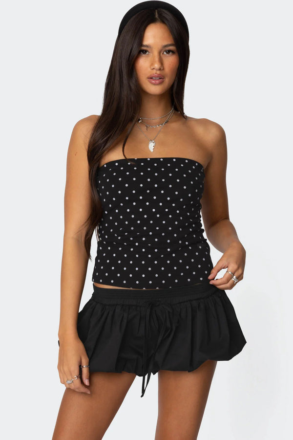 edikted Polka Dot Built In Bra Tube Top black and white