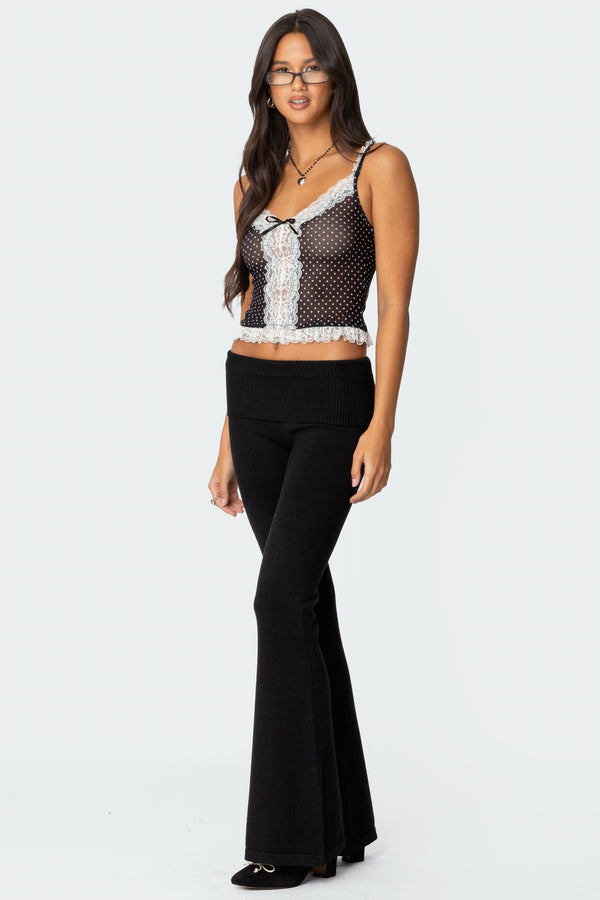 Edikted Polka Dot Sheer Mesh Tank Top Black And White