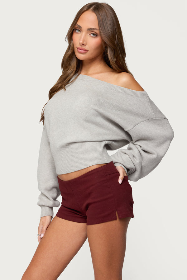 Edikted Ravenna Off Shoulder Sweater Light Gray Melange