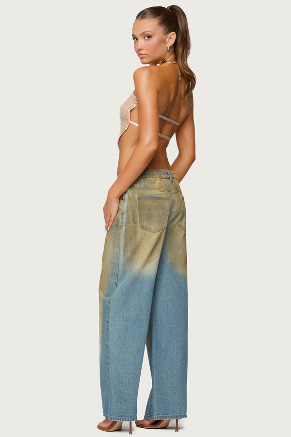 Edikted Sequin Backless Triangle Strapless Top Nude