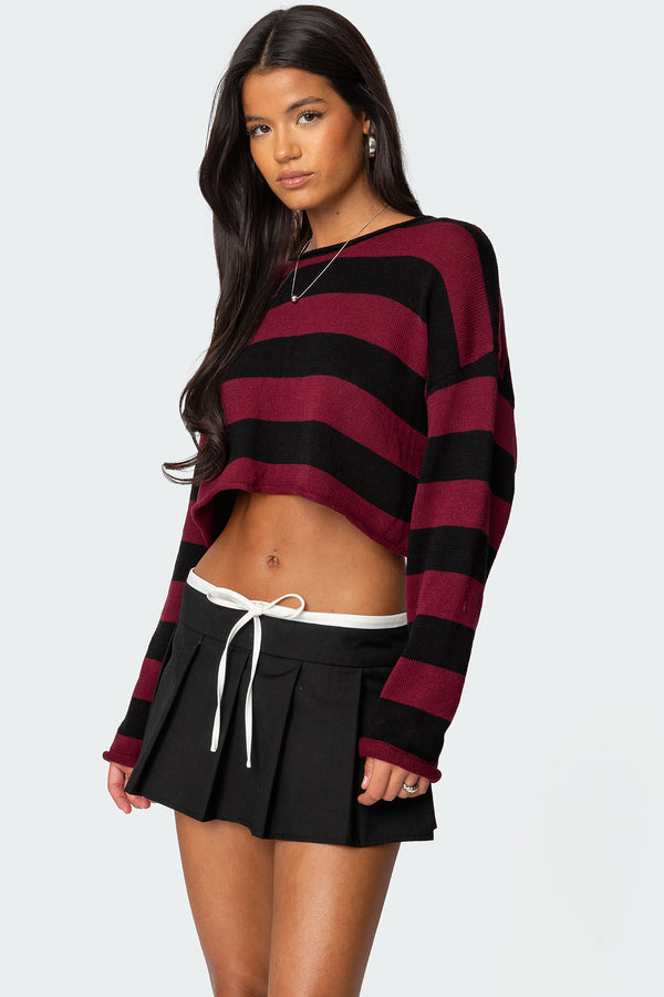 Edikted Shyrah Oversized Knit Top Burgundy And Black