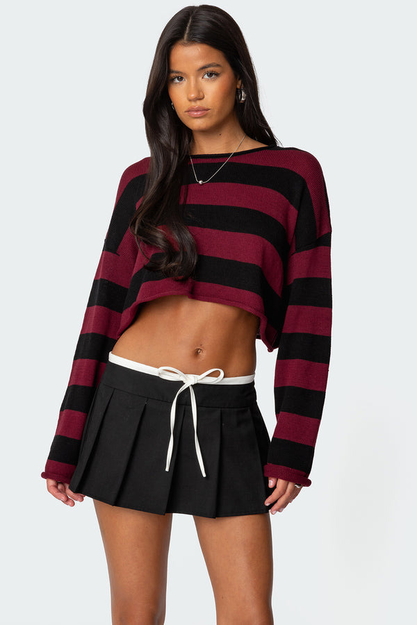 edikted Shyrah Oversized Knit Top burgundy and black