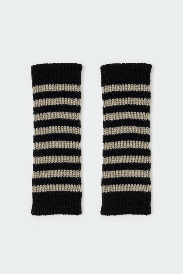 Edikted Striped Knit Fingerless Gloves Black And Gray