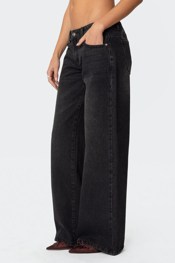 Edikted Vyxen Vintage Washed Low Rise Jeans Black Washed