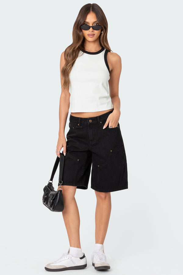 Edikted Wes Contrast Ribbed Tank Top White And Black