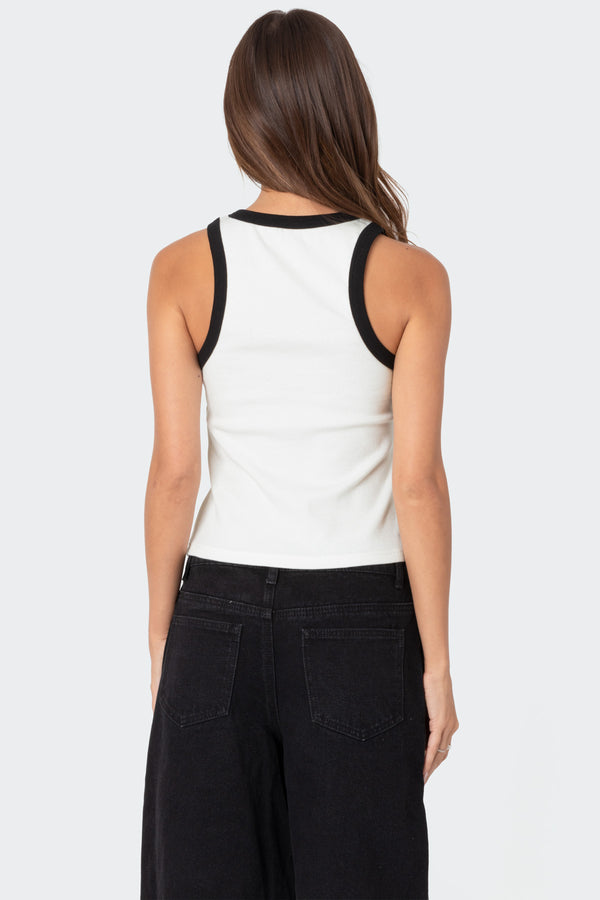 Edikted Wes Contrast Ribbed Tank Top White And Black